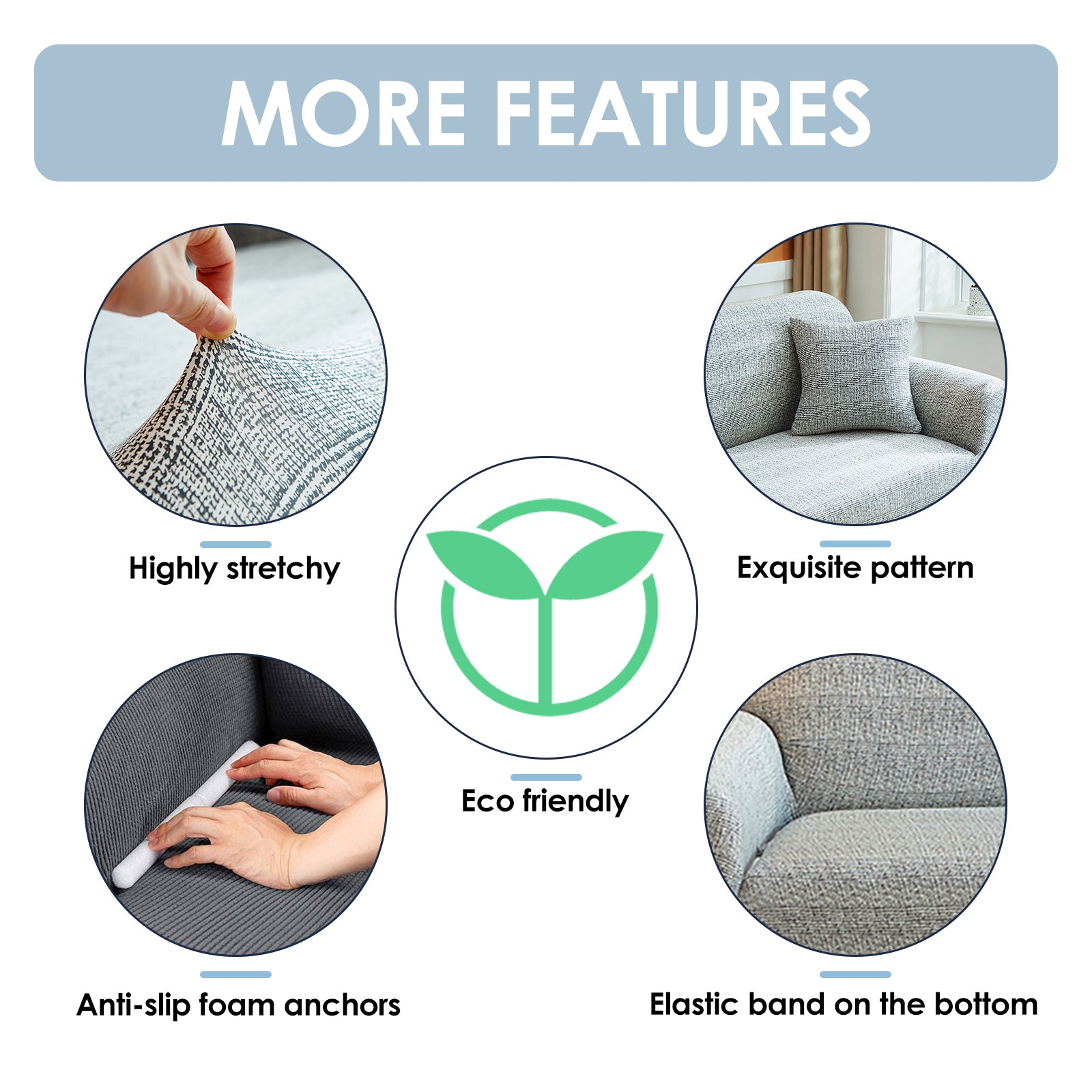 Stretch Sofa Cover (Fashion Gray)
