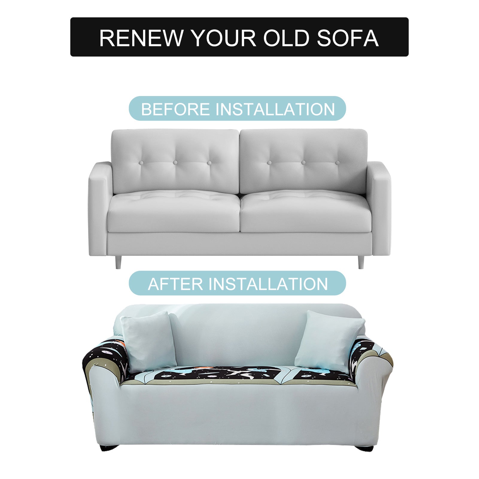 Stretch Sofa Cover (Light Blue)