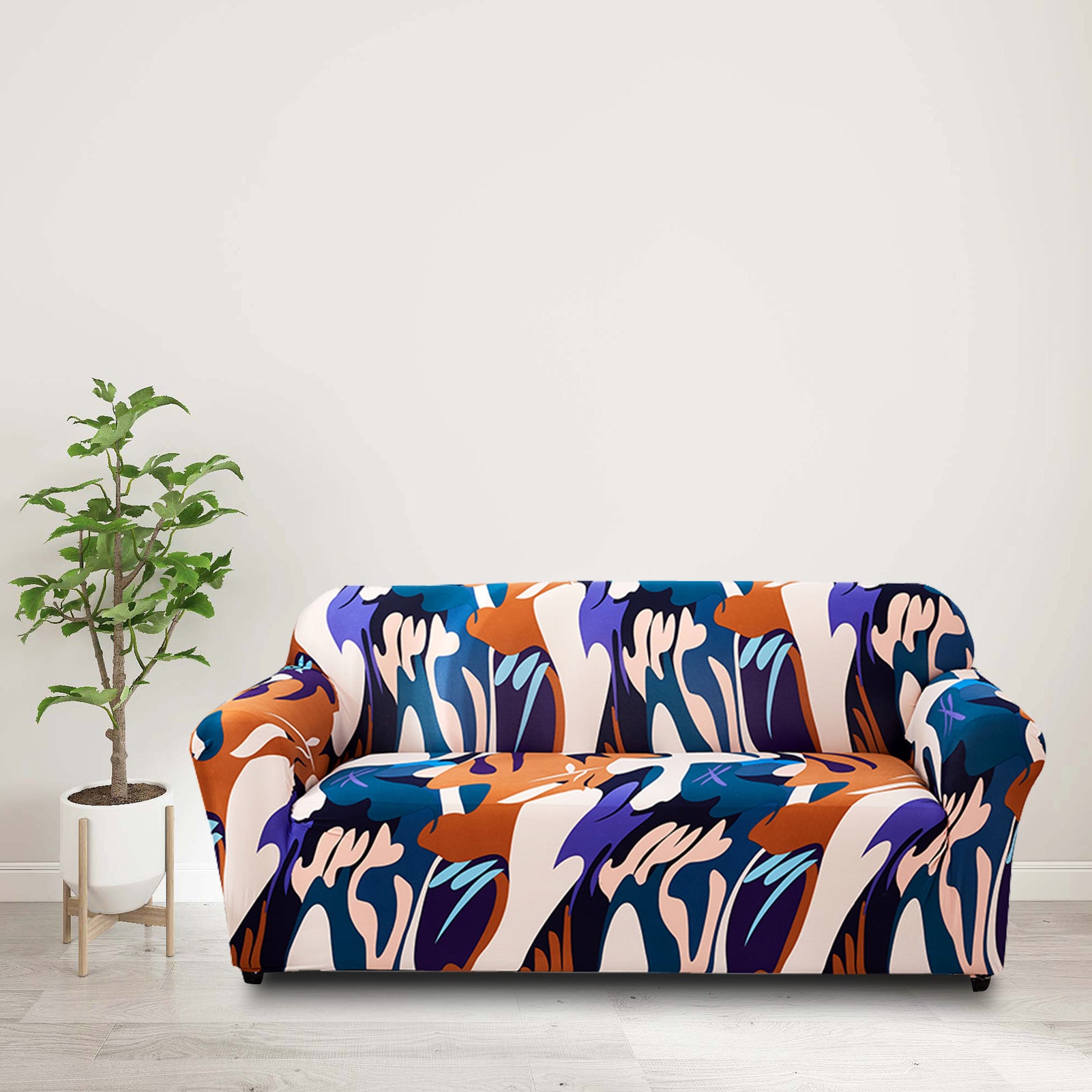 Stretch Sofa Cover (Orange Blue Purple)