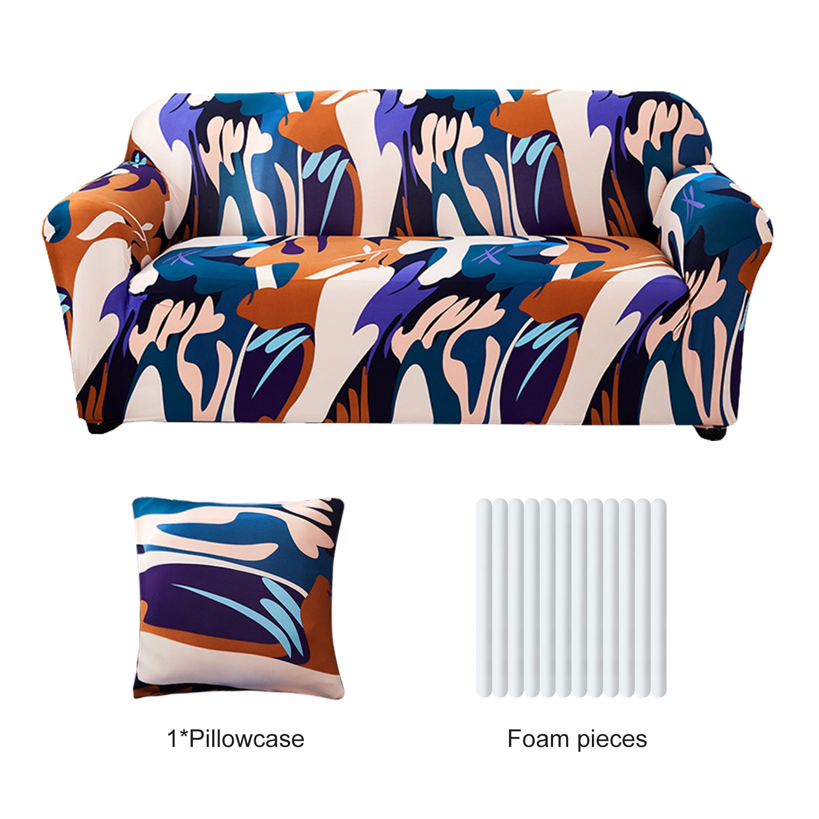 Stretch Sofa Cover (Orange Blue Purple)