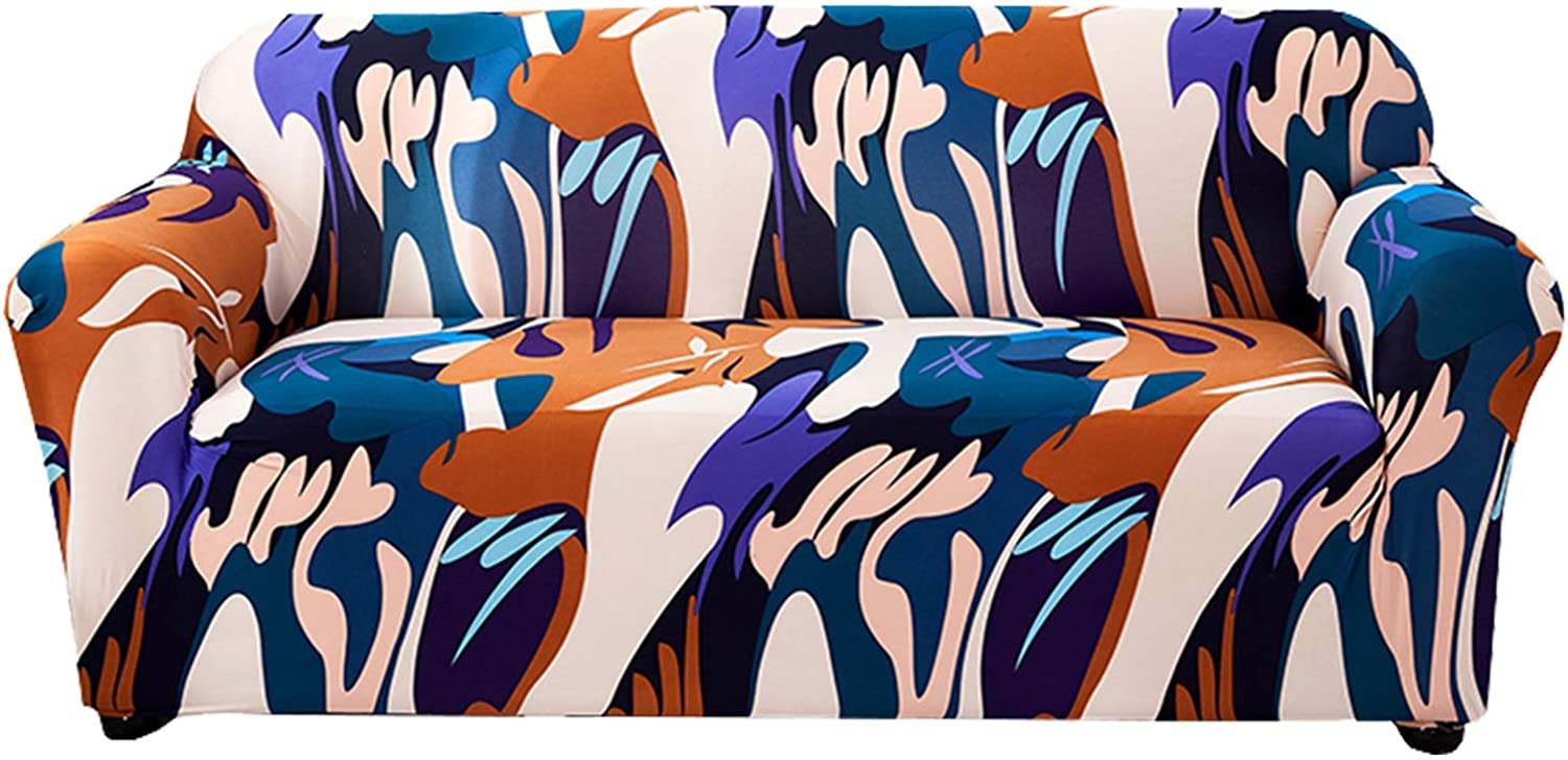 Stretch Sofa Cover Printed Couch Covers for 1 Cushion Couch Slipcovers for Sofas Loveseat Armchair Universal Elastic Furniture Protector with One Free Pillowcase