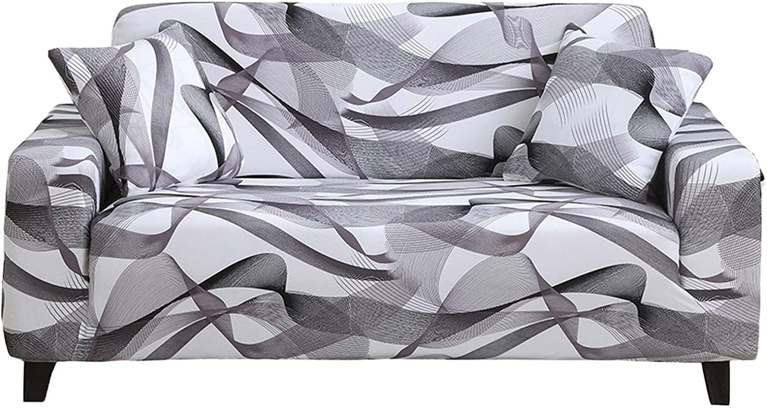 Stretch Sofa Cover Printed Couch Covers for 1 Cushion Couch Slipcovers for Sofas Loveseat Armchair Universal Elastic Furniture Protector with One Free Pillowcase
