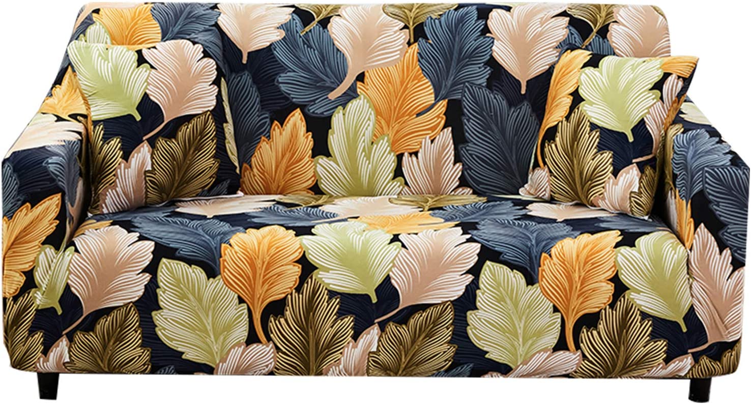 Stretch Sofa Cover Printed Couch Covers for 1 Cushion Couch Slipcovers for Sofas Loveseat Armchair Universal Elastic Furniture Protector with One Free Pillowcase