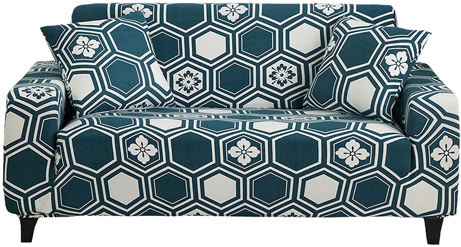 Stretch Sofa Cover Printed Couch Covers for 1 Cushion Couch Slipcovers for Sofas Loveseat Armchair Universal Elastic Furniture Protector with One Free Pillowcase