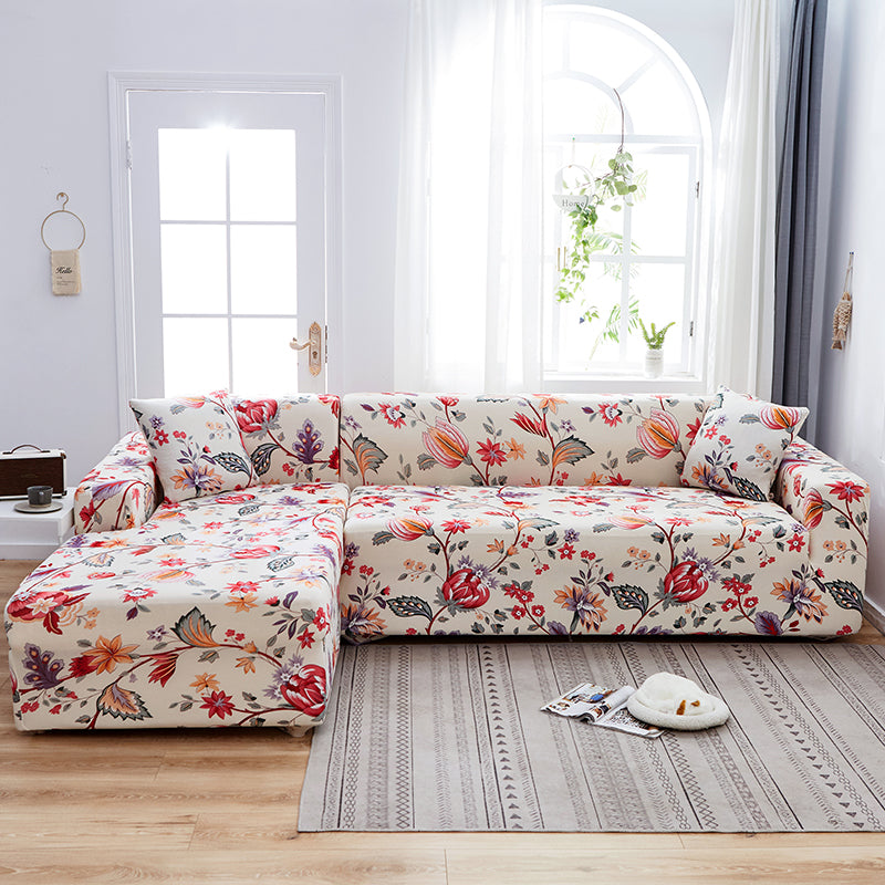 L-Shaped Sofa Slipcovers | Couch Covers | Floral Series - Hotnius.com ...