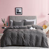 Seersucker Stripe Duvet Cover Set (Deep Grey)