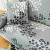 Stretch Sofa Cover (Cyan Grey Leaves)