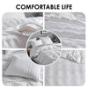 Seersucker Stripe Duvet Cover Set (White)