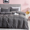 Seersucker Stripe Duvet Cover Set (Deep Grey)