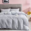 Seersucker Stripe Duvet Cover Set (Grey)