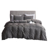 Seersucker Stripe Duvet Cover Set (Deep Grey)