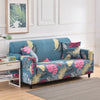 Stretch Sofa Cover (Blue Pink Leaves)